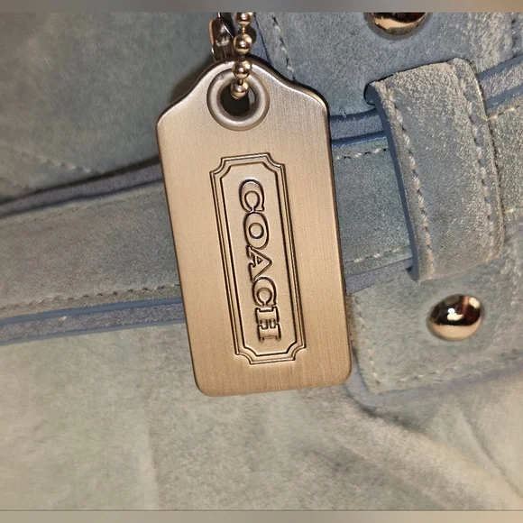 Extremely Rare Vintage Coach legant Light Blue Suede Shoulder Bag - Picture 7 of 13